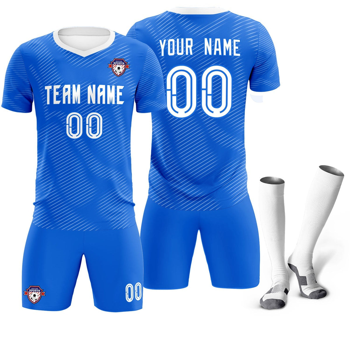 Custom Royal White Training Uniform For Men Football Sets Jersey