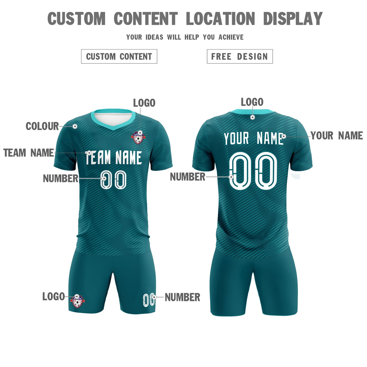 Custom Aqua Aqua Training Uniform For Men Football Sets Jersey