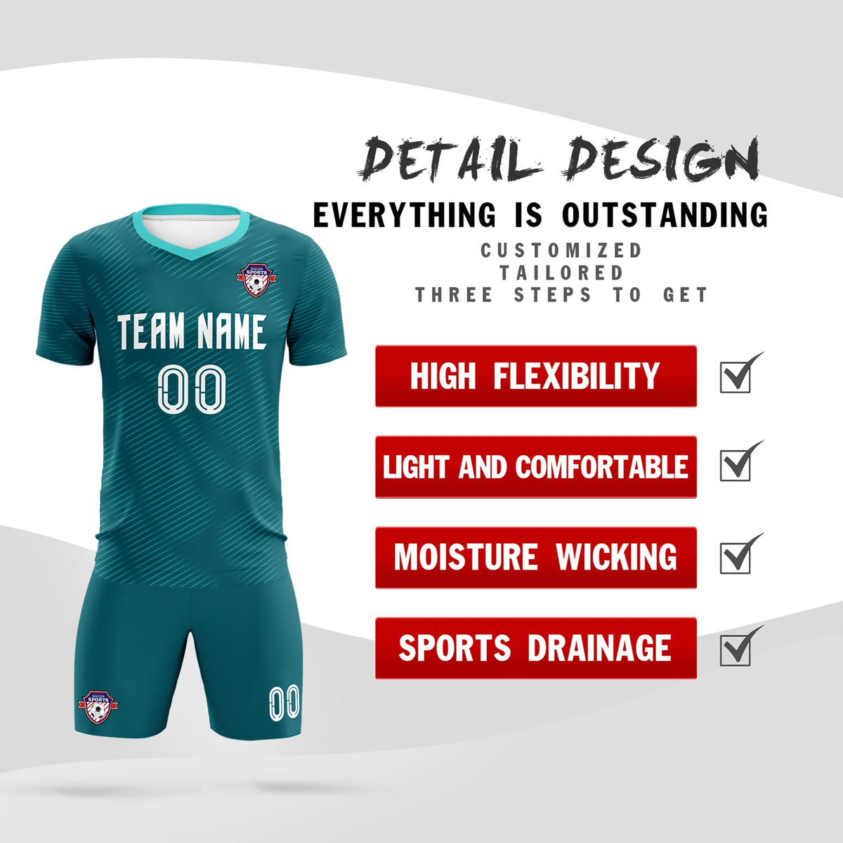 Custom Aqua Aqua Training Uniform For Men Football Sets Jersey