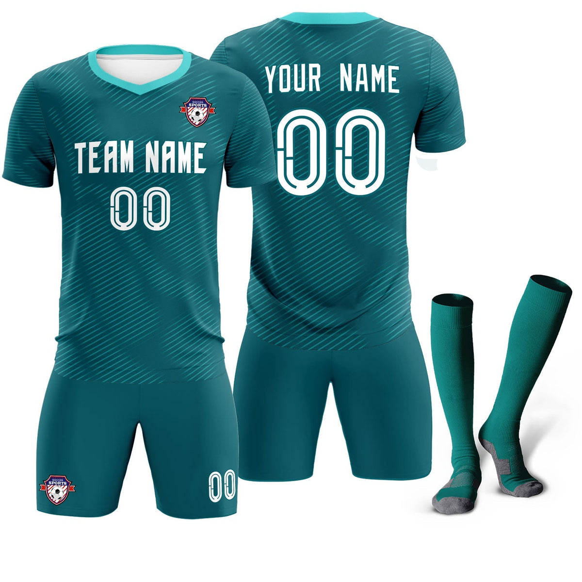 Custom Aqua Aqua Training Uniform For Men Football Sets Jersey