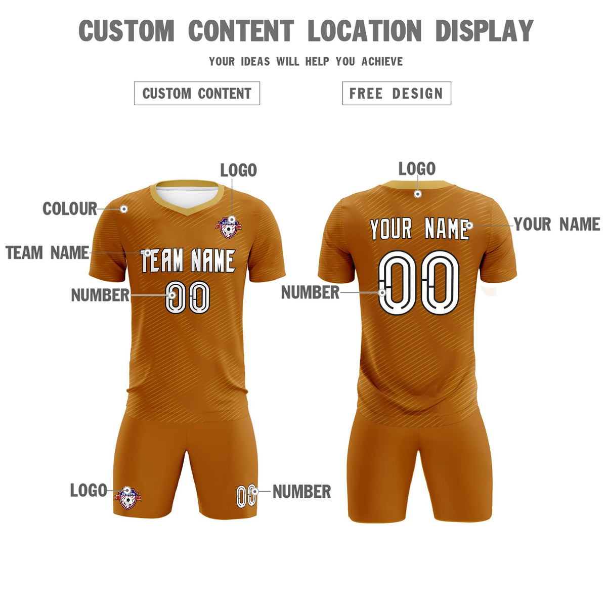 Custom Light Brown Khaki Training Uniform For Men Football Sets Jersey