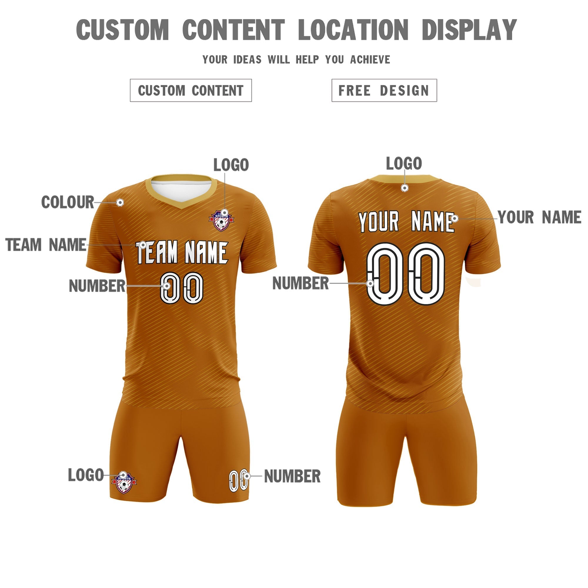 Custom Light Brown Khaki Training Uniform For Men Football Sets Jersey