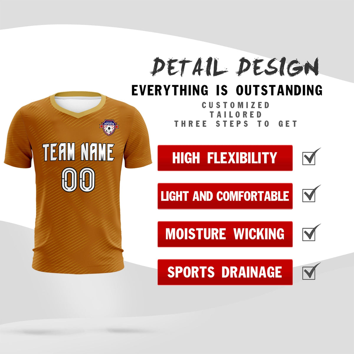 Custom Light Brown Khaki Training Uniform For Men Football Sets Jersey