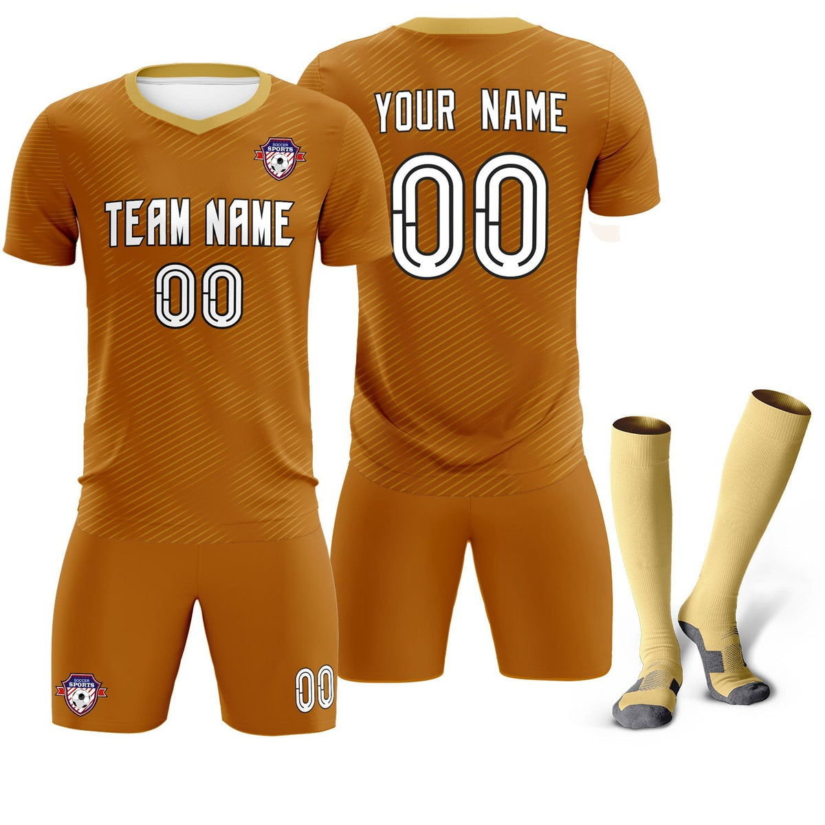 Custom Light Brown Khaki Training Uniform For Men Football Sets Jersey