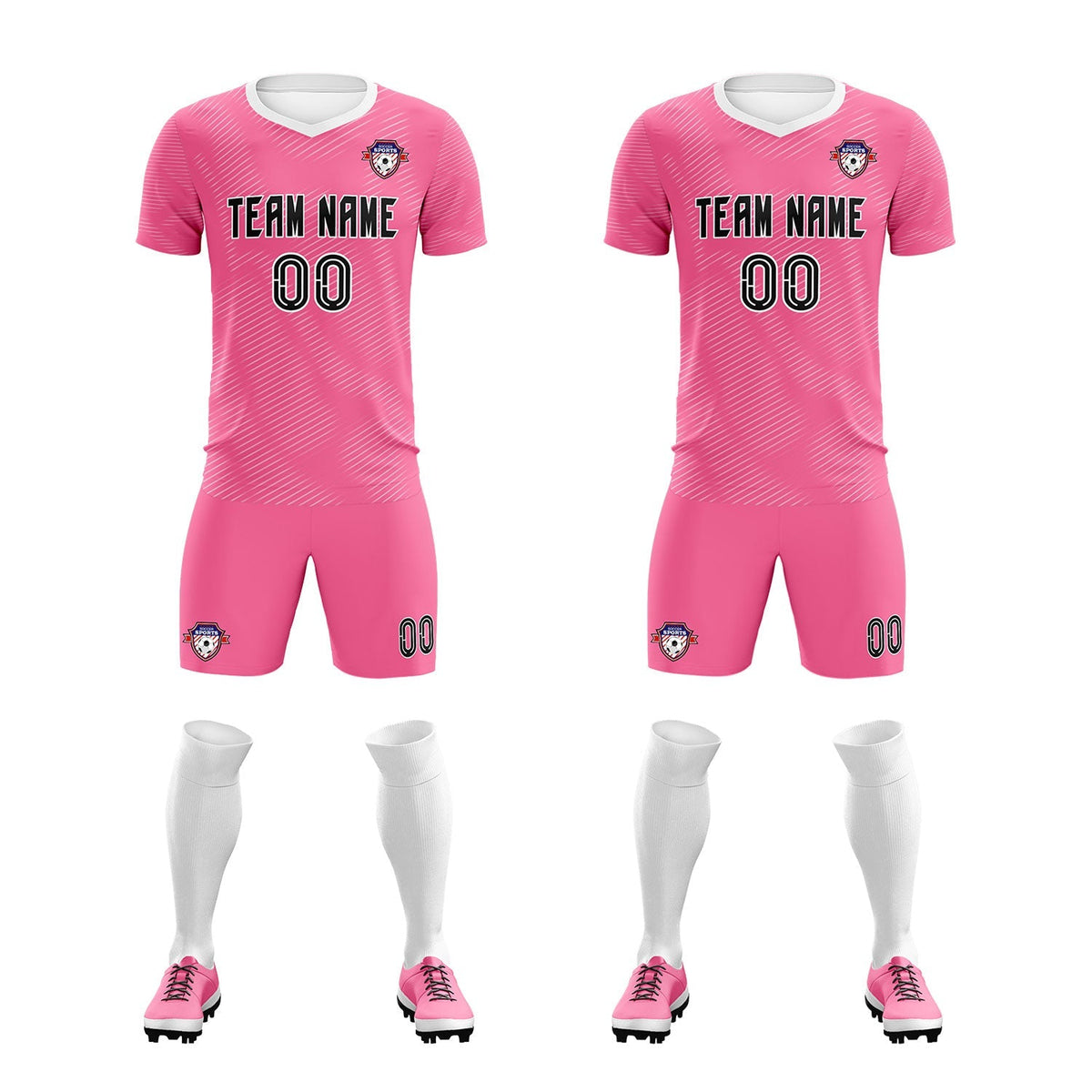 Custom Pink White Training Uniform For Men Football Sets Jersey