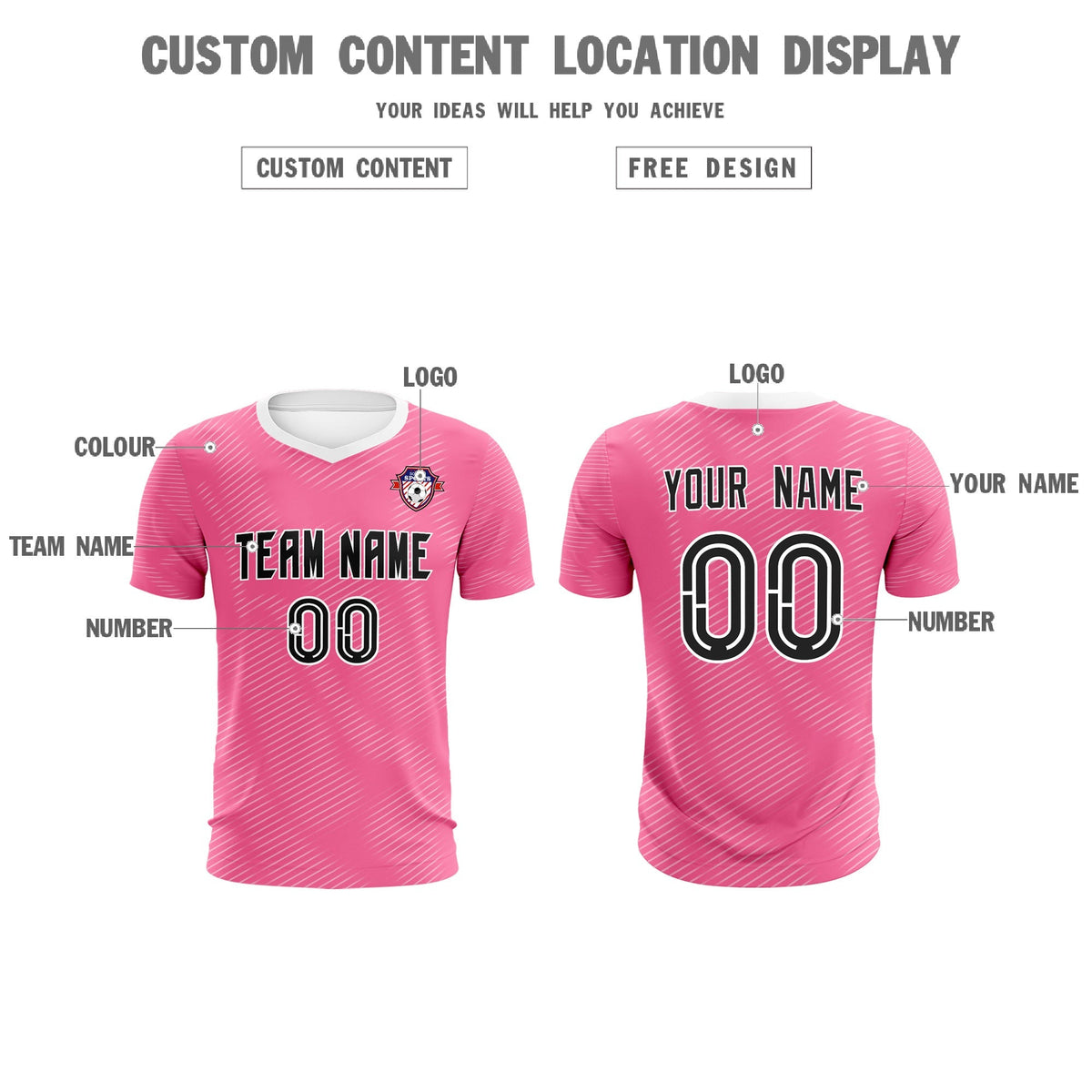 Custom Pink White Training Uniform For Men Football Sets Jersey
