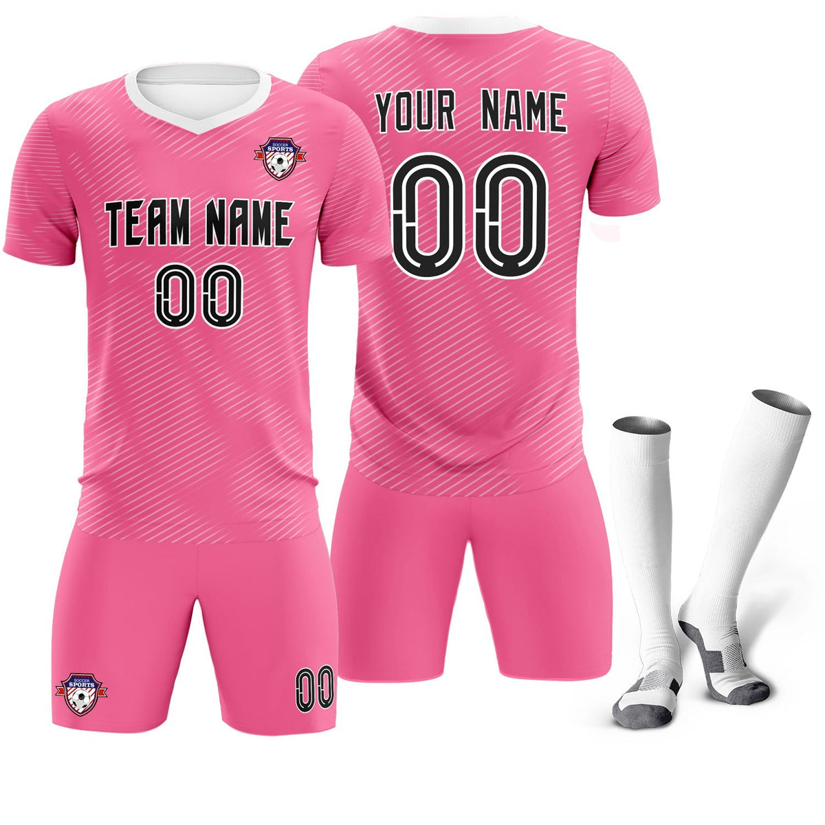 Custom Pink White Training Uniform For Men Football Sets Jersey