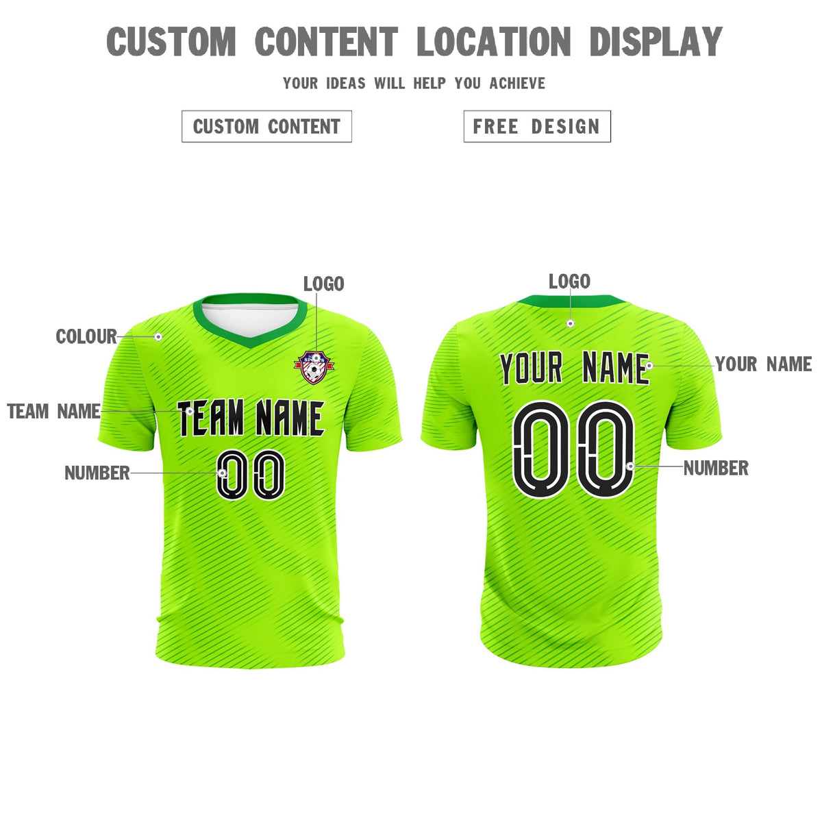 Custom Neon Green Kelly Green Training Uniform For Men Football Sets Jersey