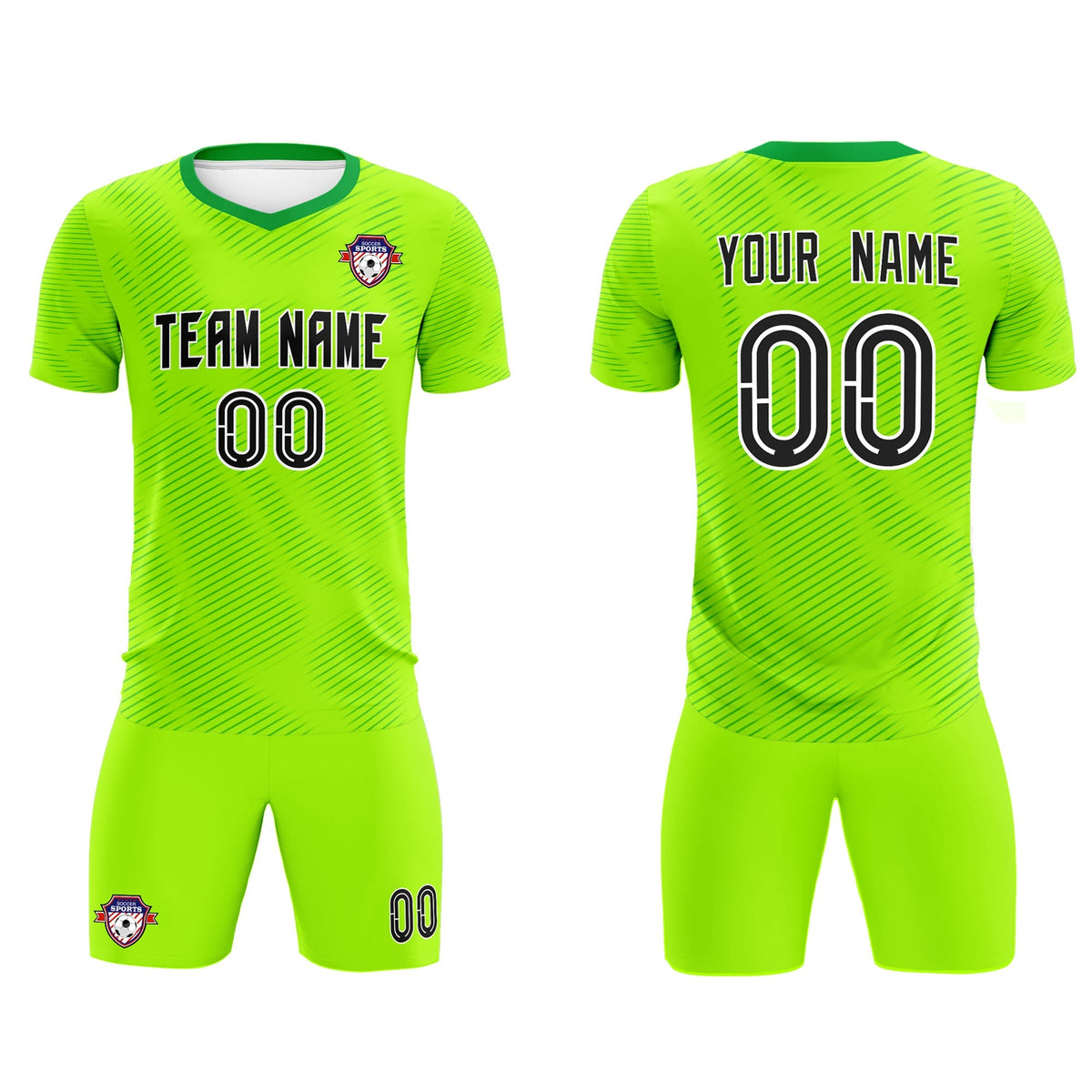 Custom Neon Green Kelly Green Training Uniform For Men Football Sets Jersey