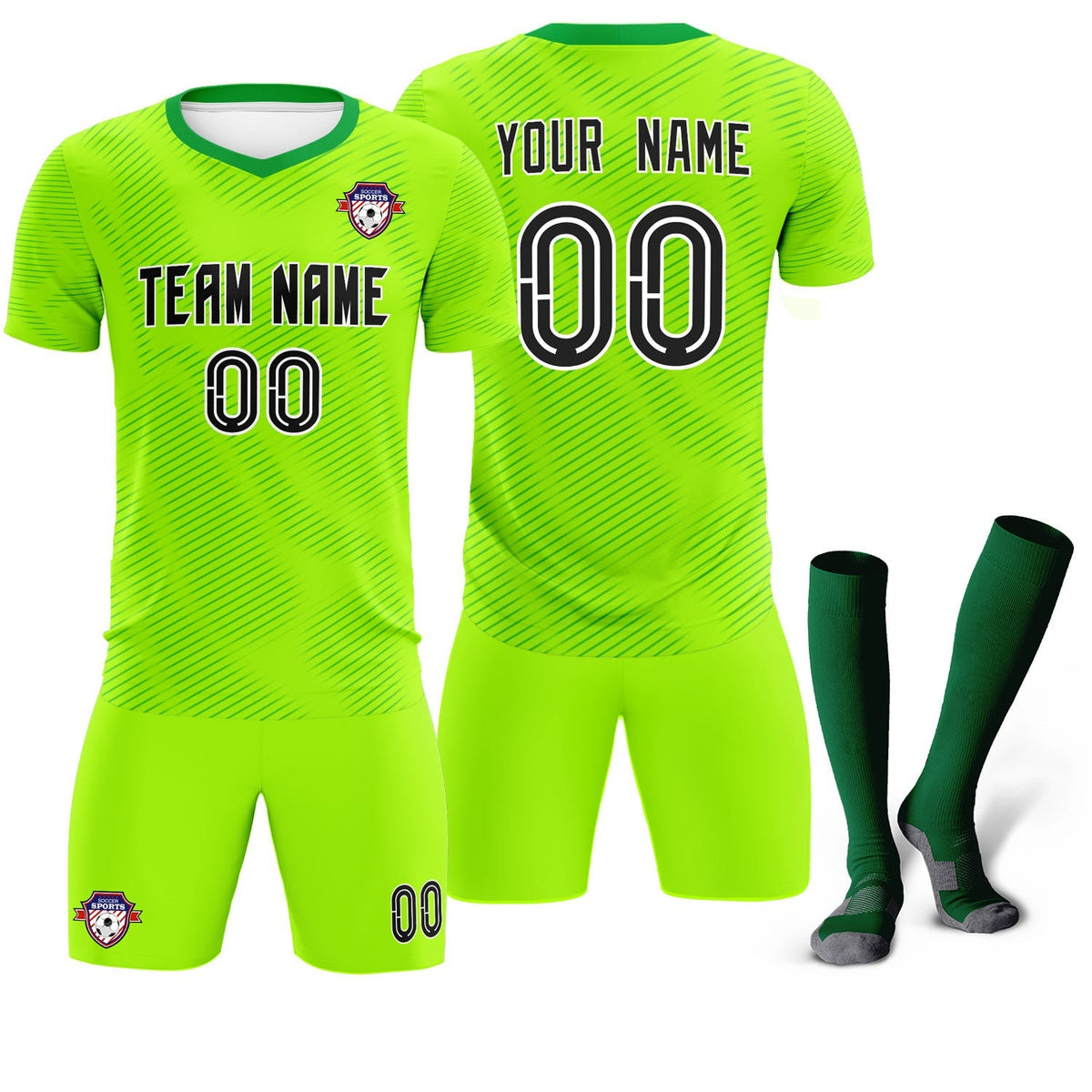 Custom Neon Green Kelly Green Training Uniform For Men Football Sets Jersey