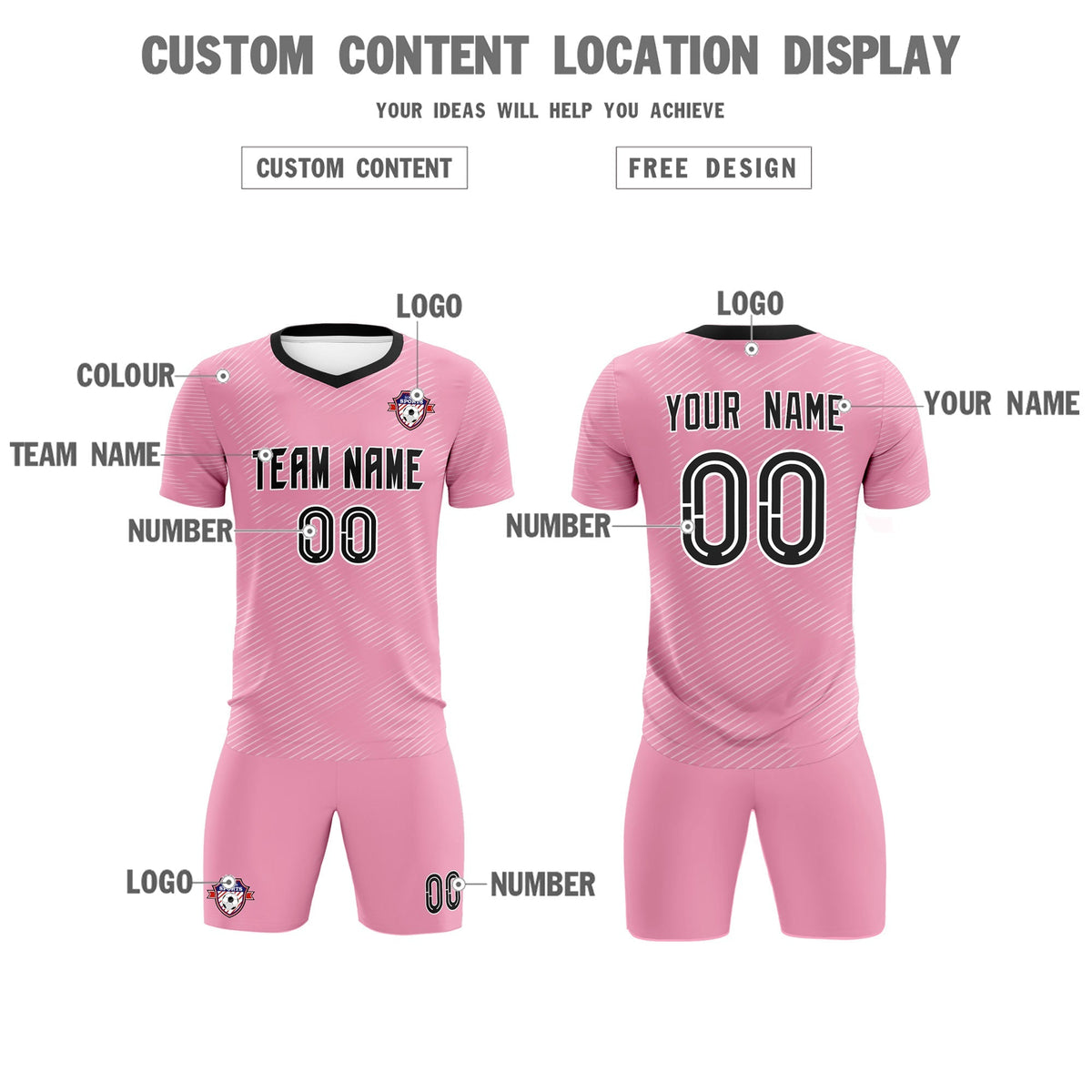 Custom Light Pink White Training Uniform For Men Football Sets Jersey
