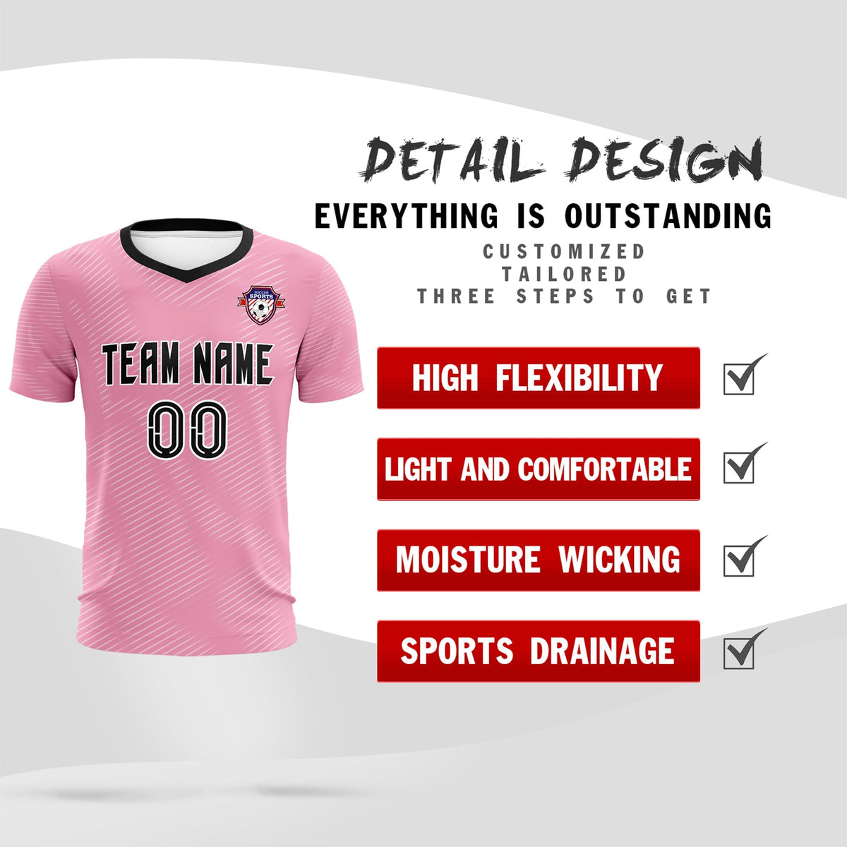 Custom Light Pink White Training Uniform For Men Football Sets Jersey