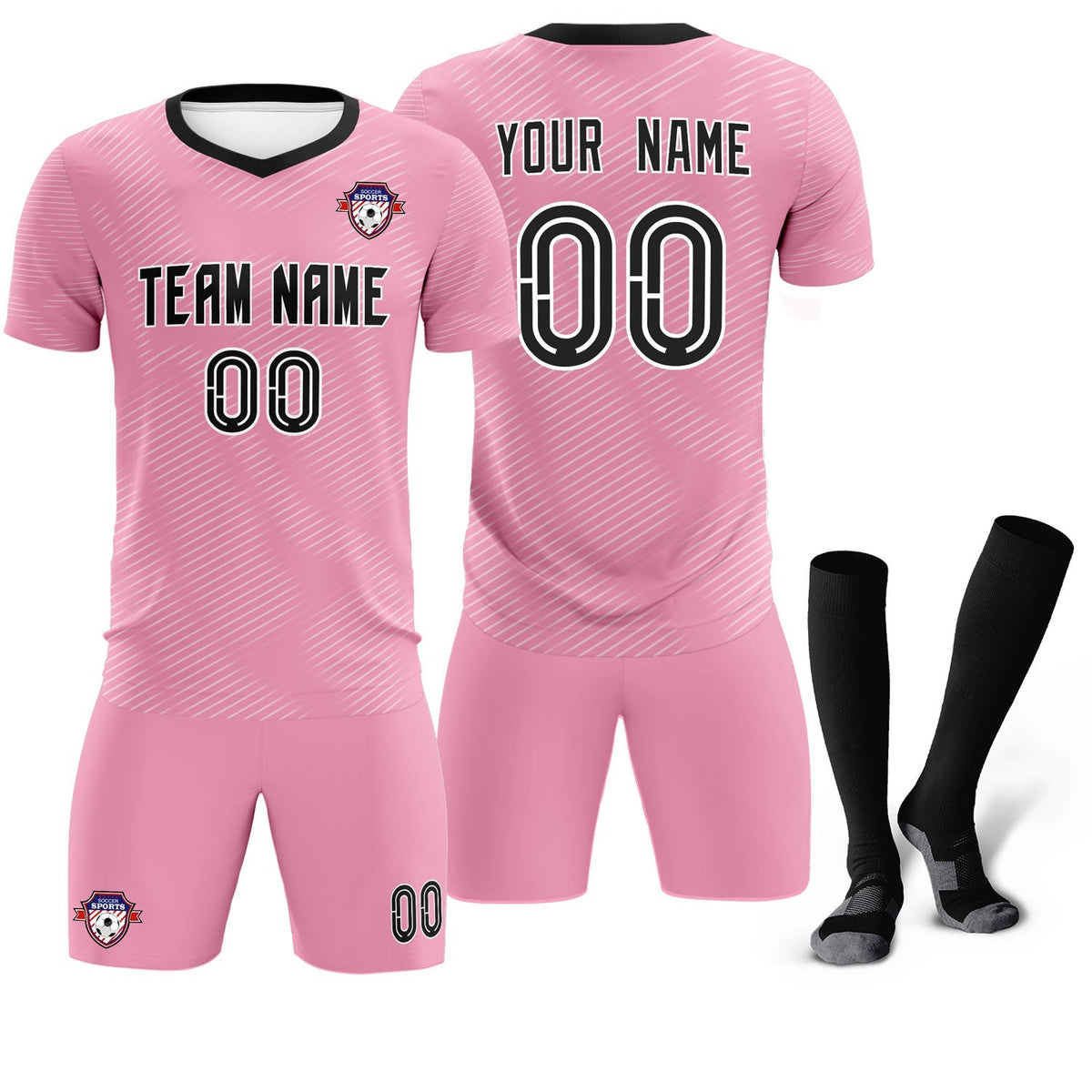 Custom Light Pink White Training Uniform For Men Football Sets Jersey