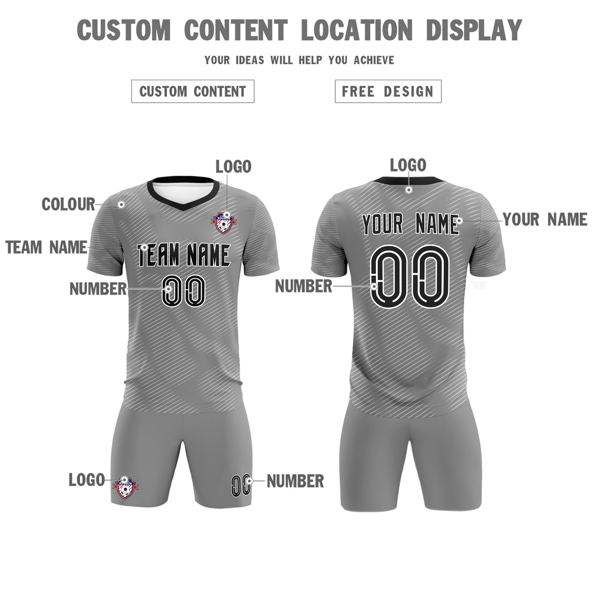 Custom Dark Gray White Training Uniform For Men Football Sets Jersey