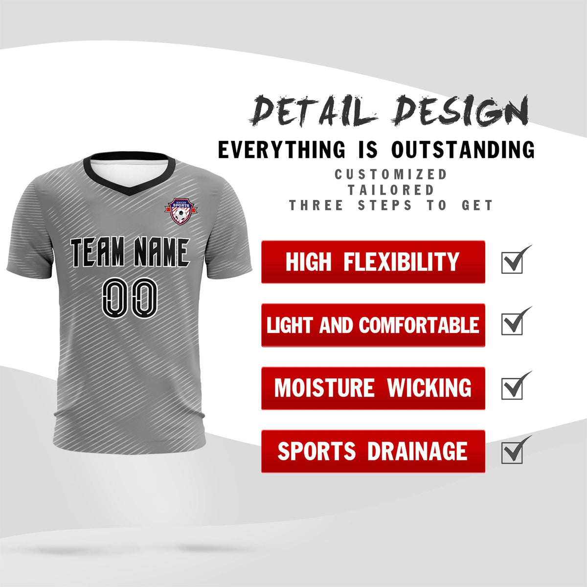 Custom Dark Gray White Training Uniform For Men Football Sets Jersey