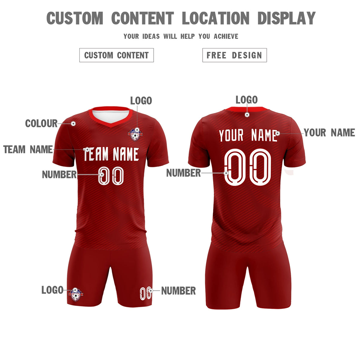 Custom Crimson Red Training Uniform For Men Football Sets Jersey