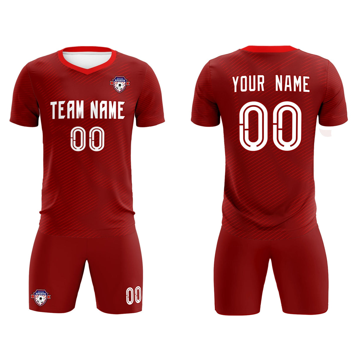 Custom Crimson Red Training Uniform For Men Football Sets Jersey