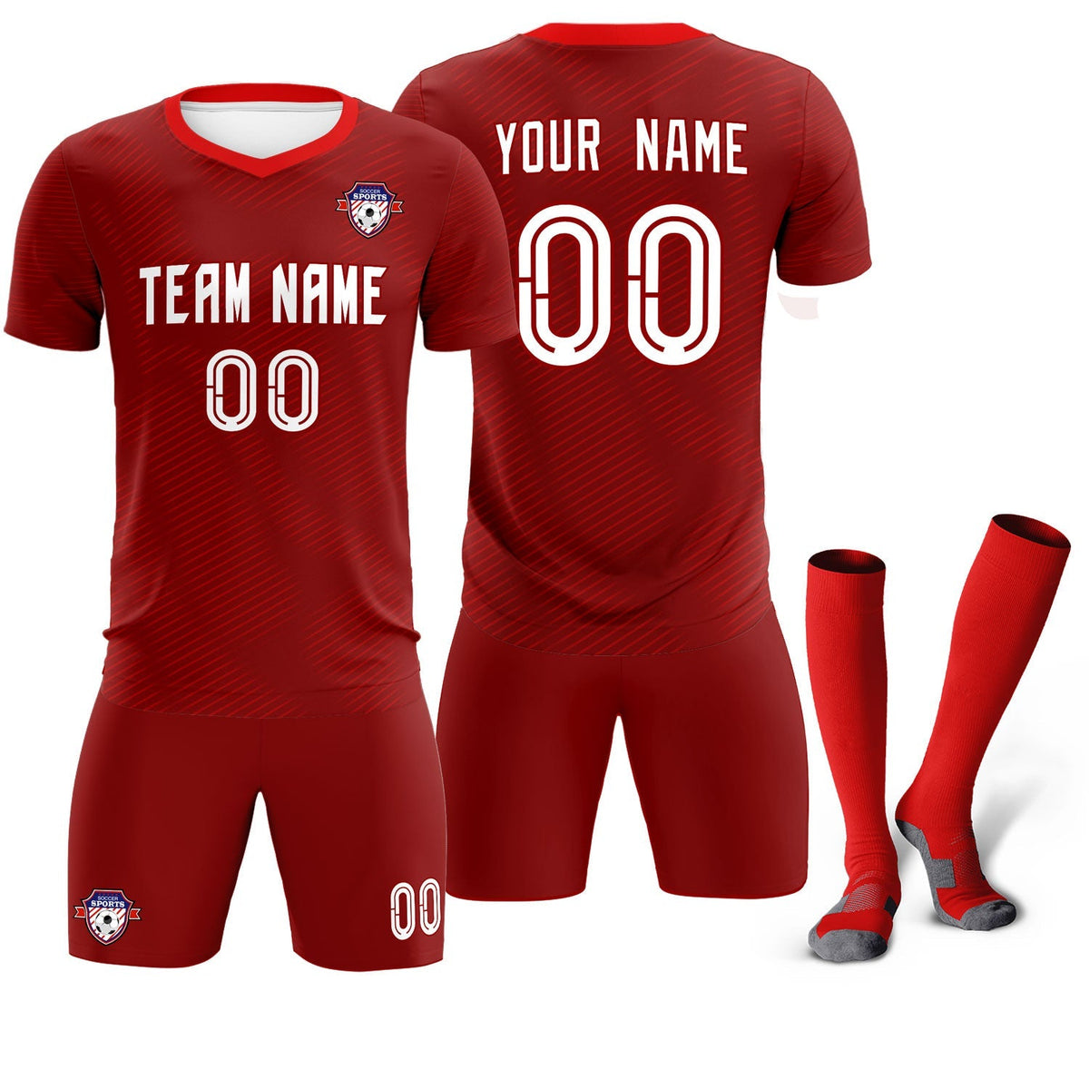 Custom Crimson Red Training Uniform For Men Football Sets Jersey