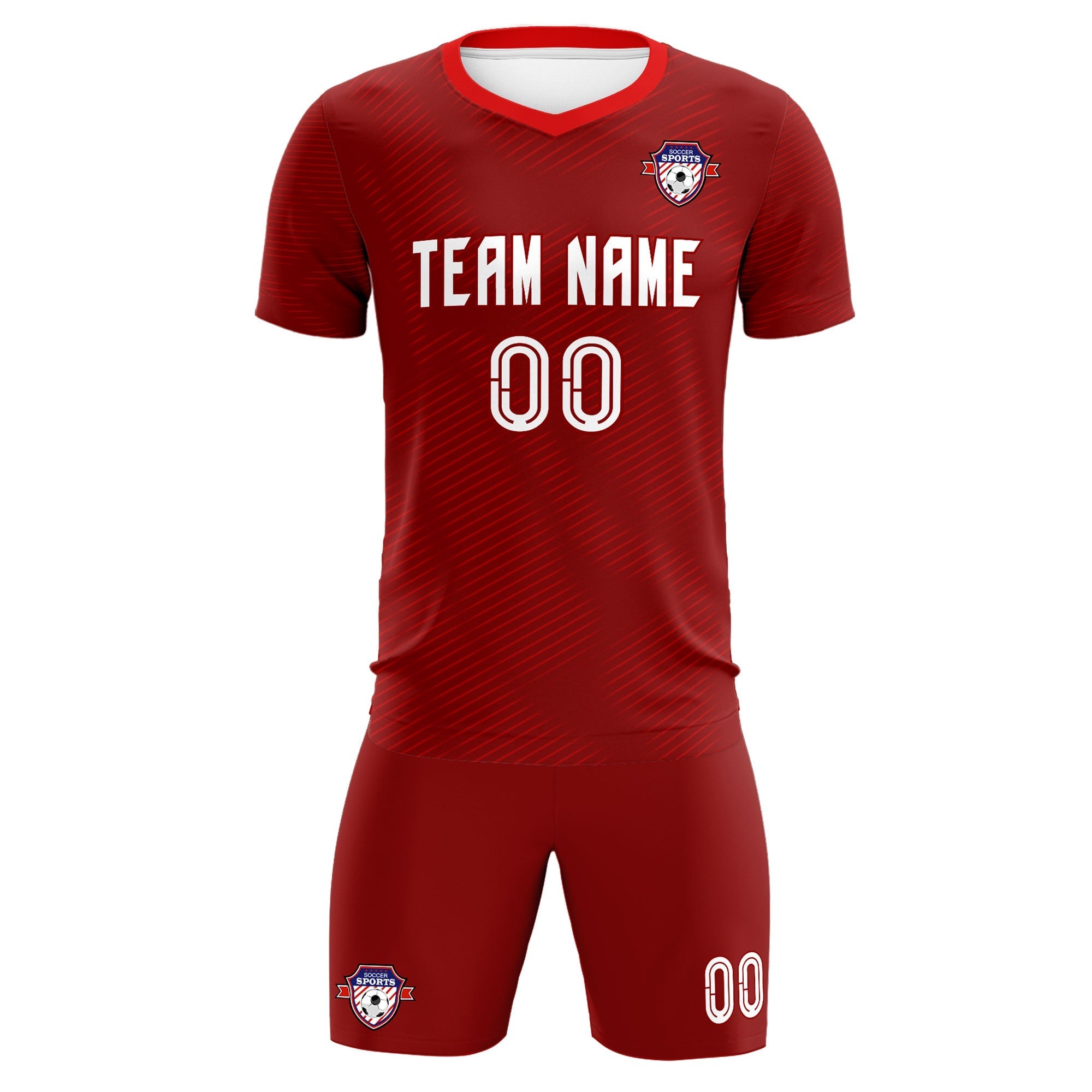 Custom Crimson Red Training Uniform For Men Football Sets Jersey