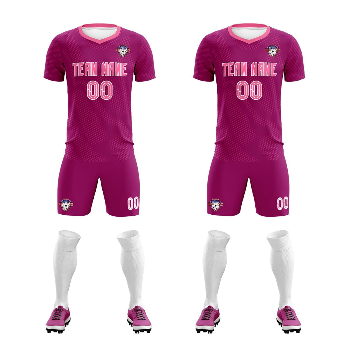 Custom Rose Red Pink Training Uniform For Men Football Sets Jersey