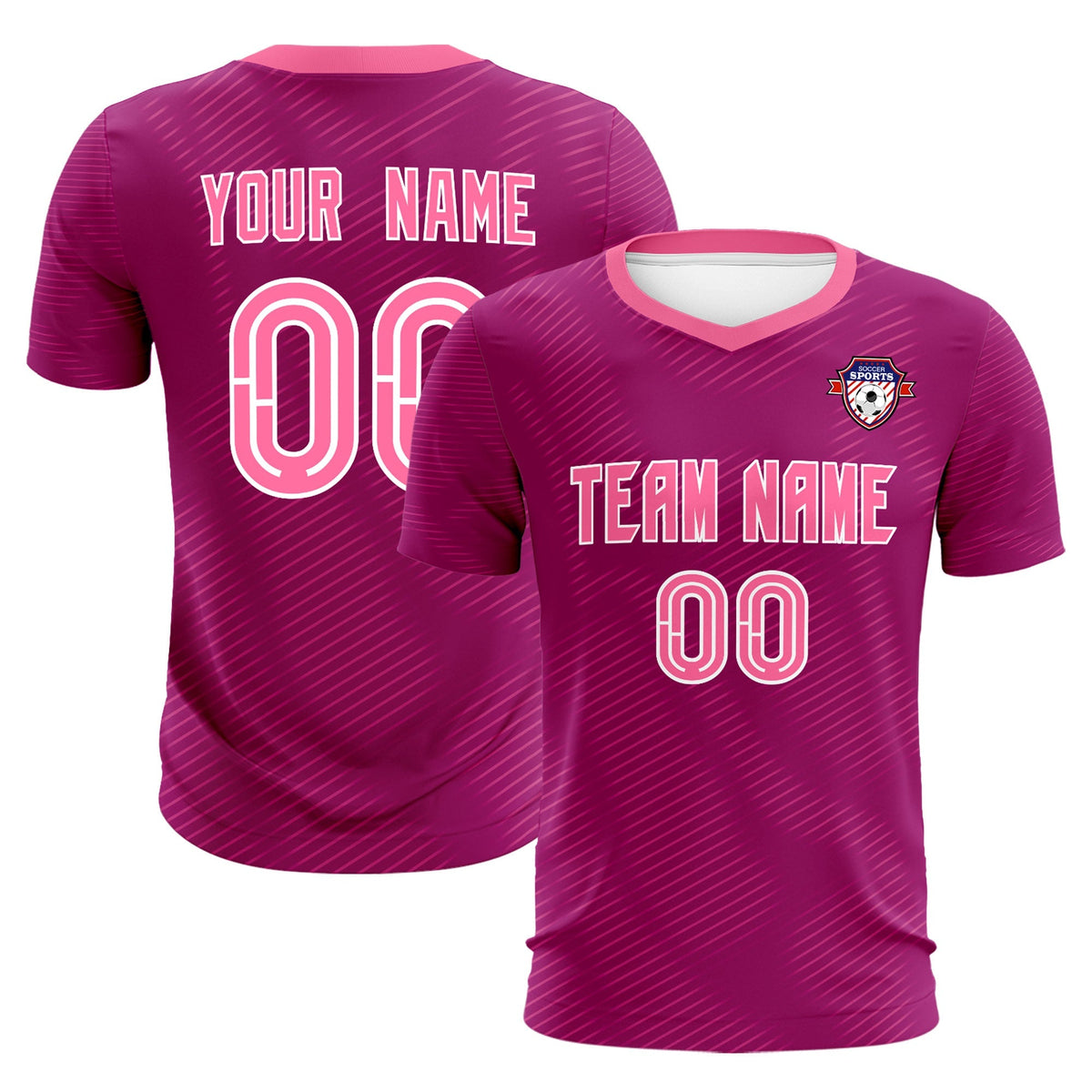 Custom Rose Red Pink Training Uniform For Men Football Sets Jersey
