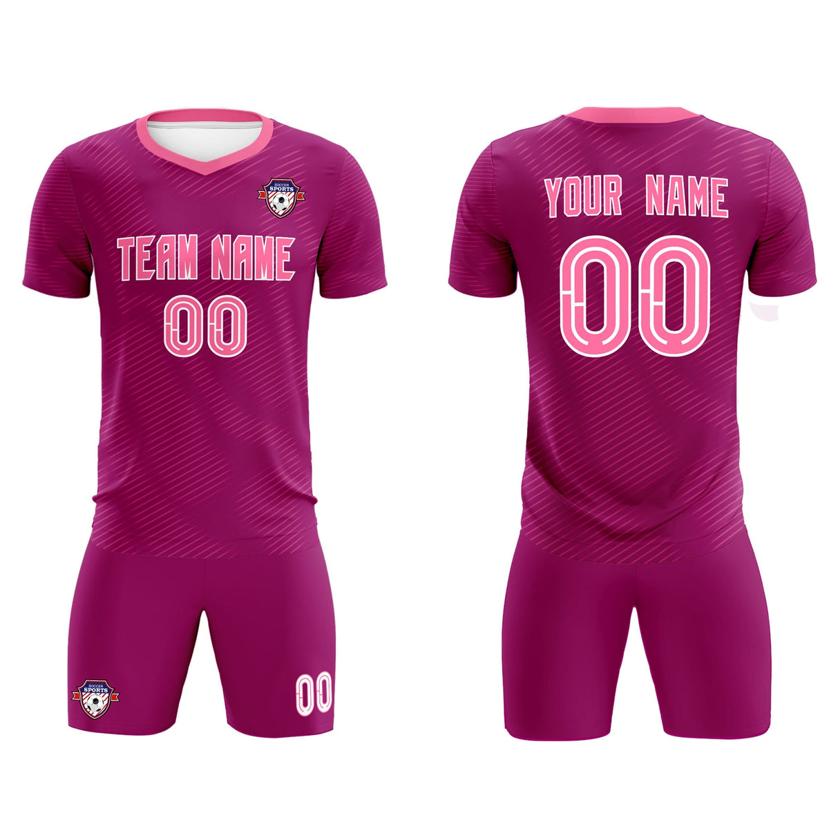 Custom Rose Red Pink Training Uniform For Men Football Sets Jersey