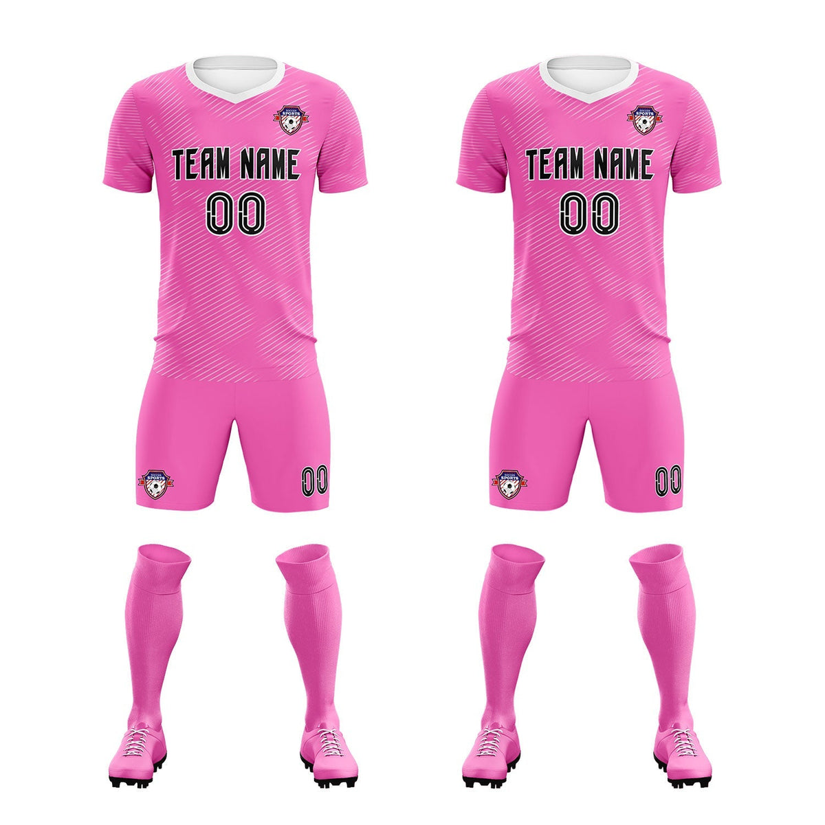 Custom Pink White Training Uniform For Men Football Sets Jersey