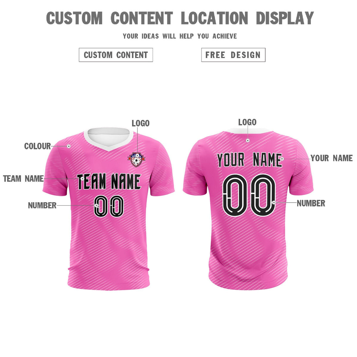 Custom Pink White Training Uniform For Men Football Sets Jersey
