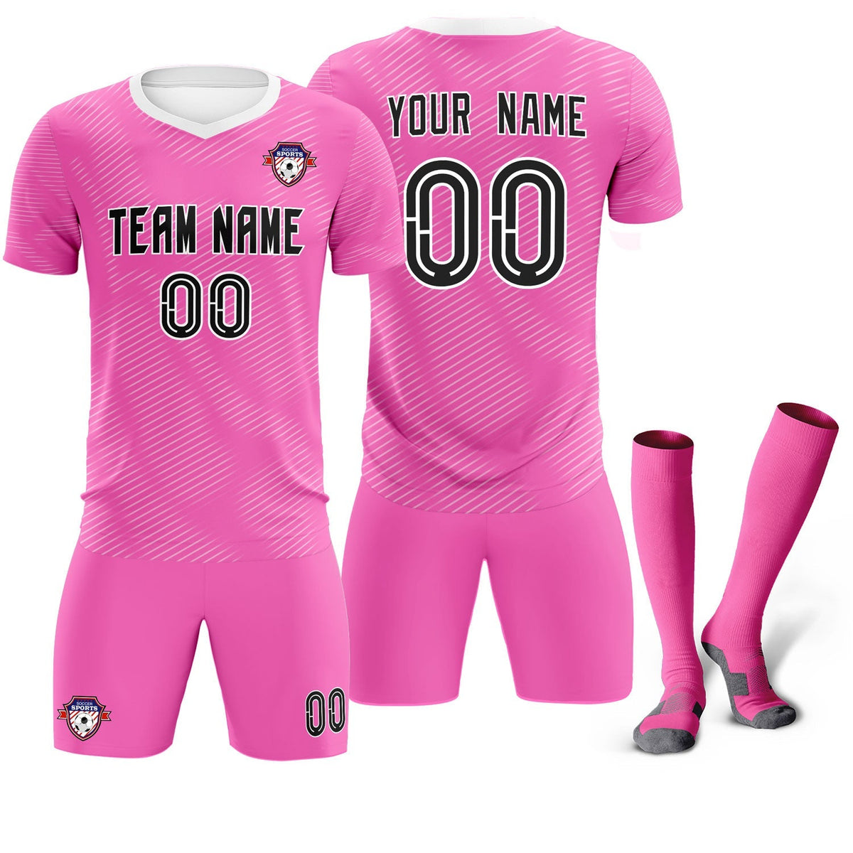 Custom Pink White Training Uniform For Men Football Sets Jersey