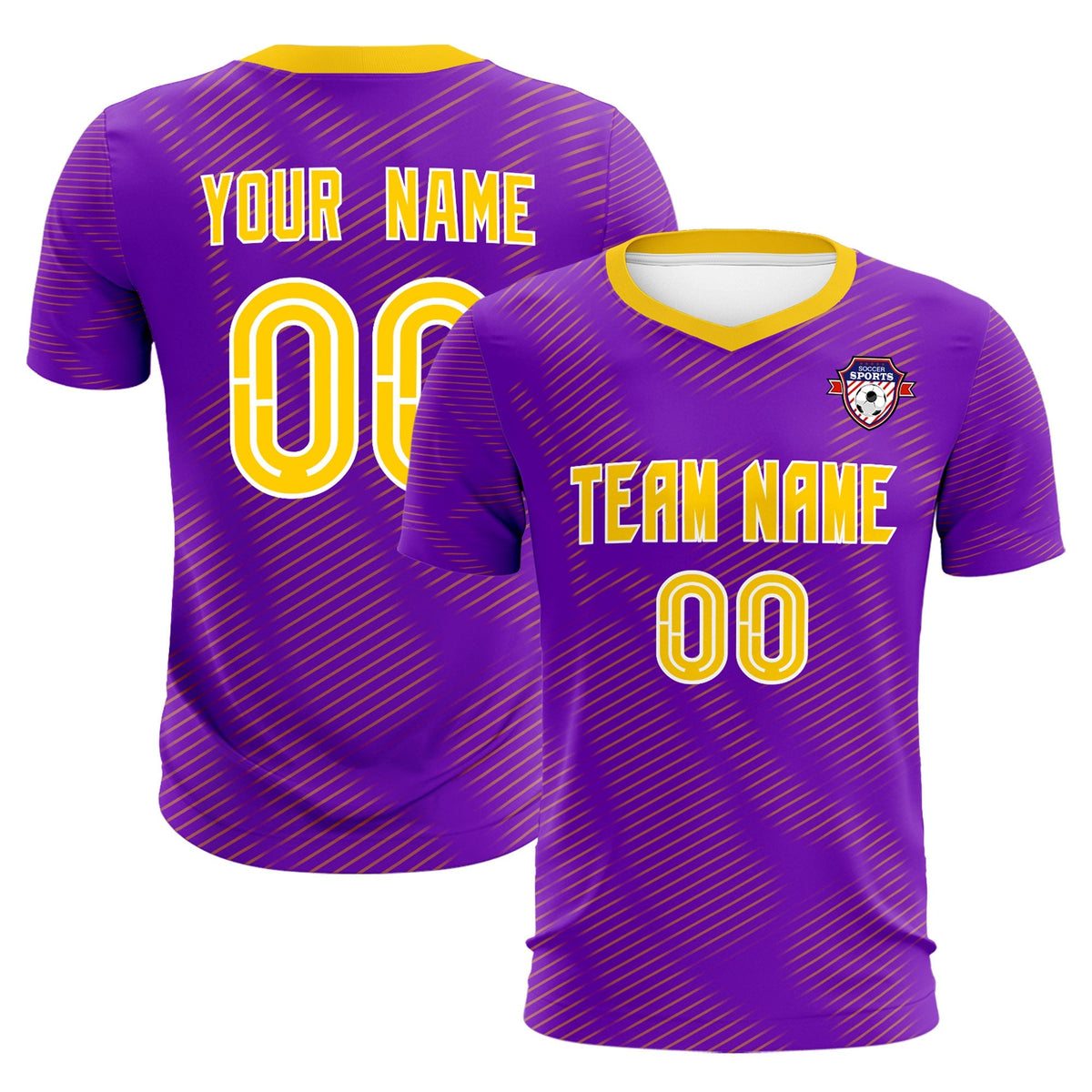 Custom Purple Gold Training Uniform For Men Football Sets Jersey