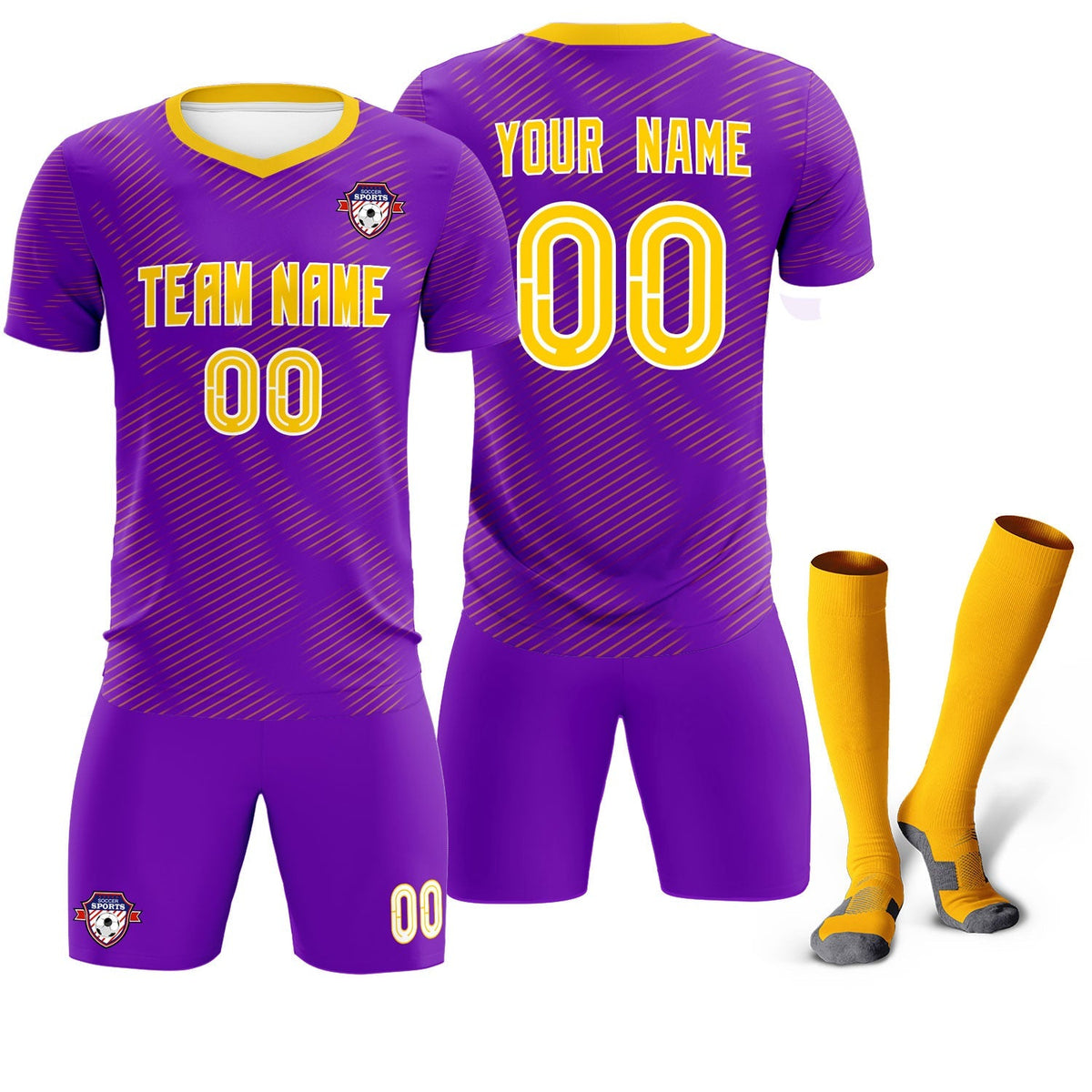 Custom Purple Gold Training Uniform For Men Football Sets Jersey