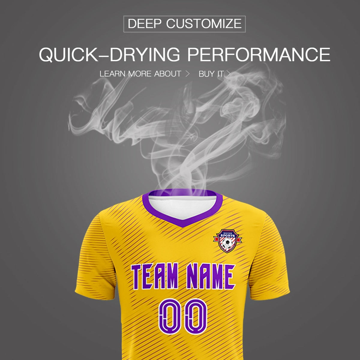 Custom Gold Purple Training Uniform For Men Football Sets Jersey