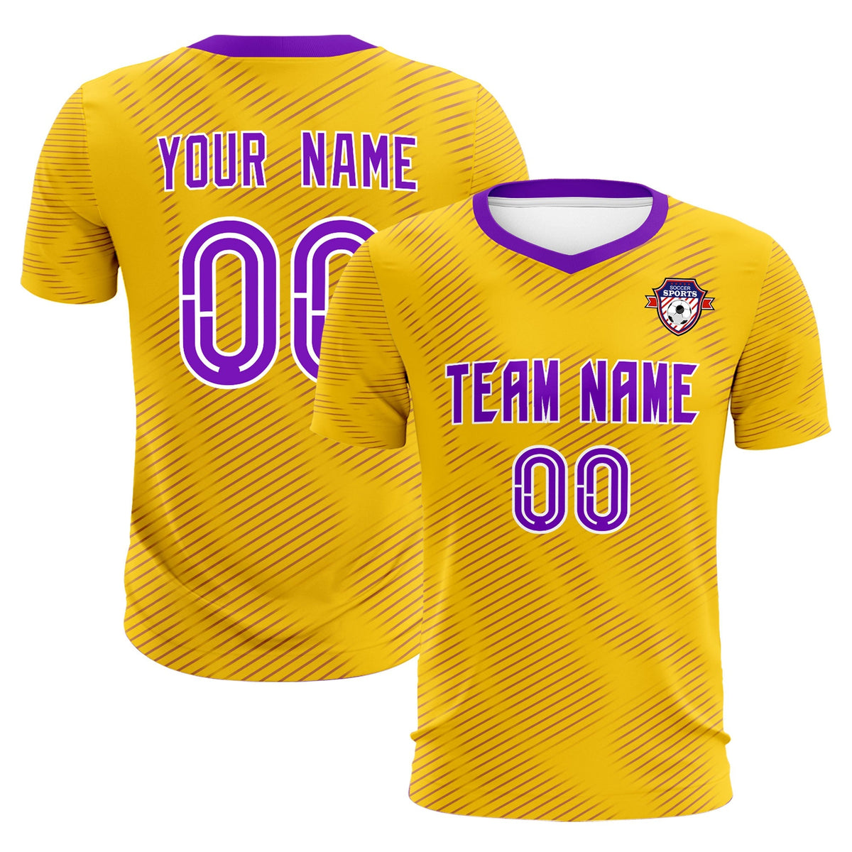 Custom Gold Purple Training Uniform For Men Football Sets Jersey