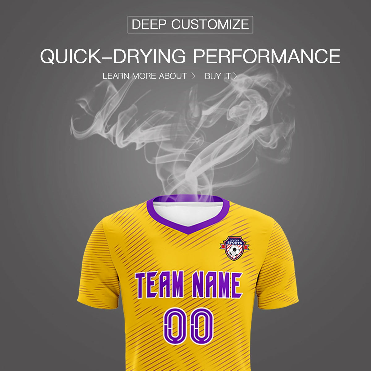 Custom Gold Purple Training Uniform For Men Football Sets Jersey