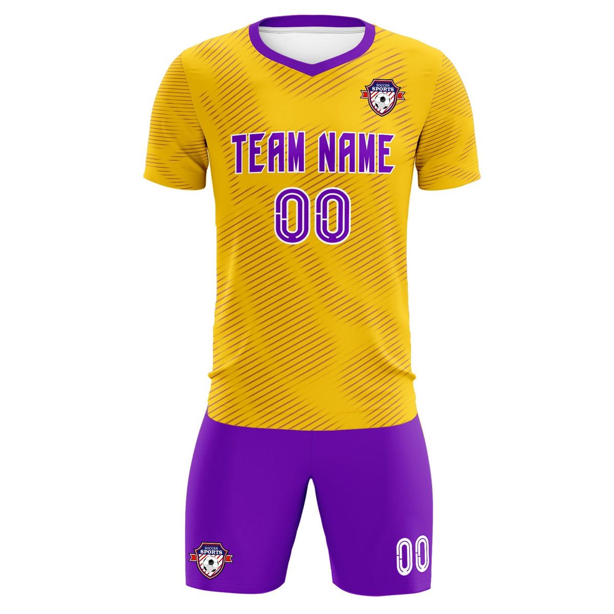 Custom Gold Purple Training Uniform For Men Football Sets Jersey