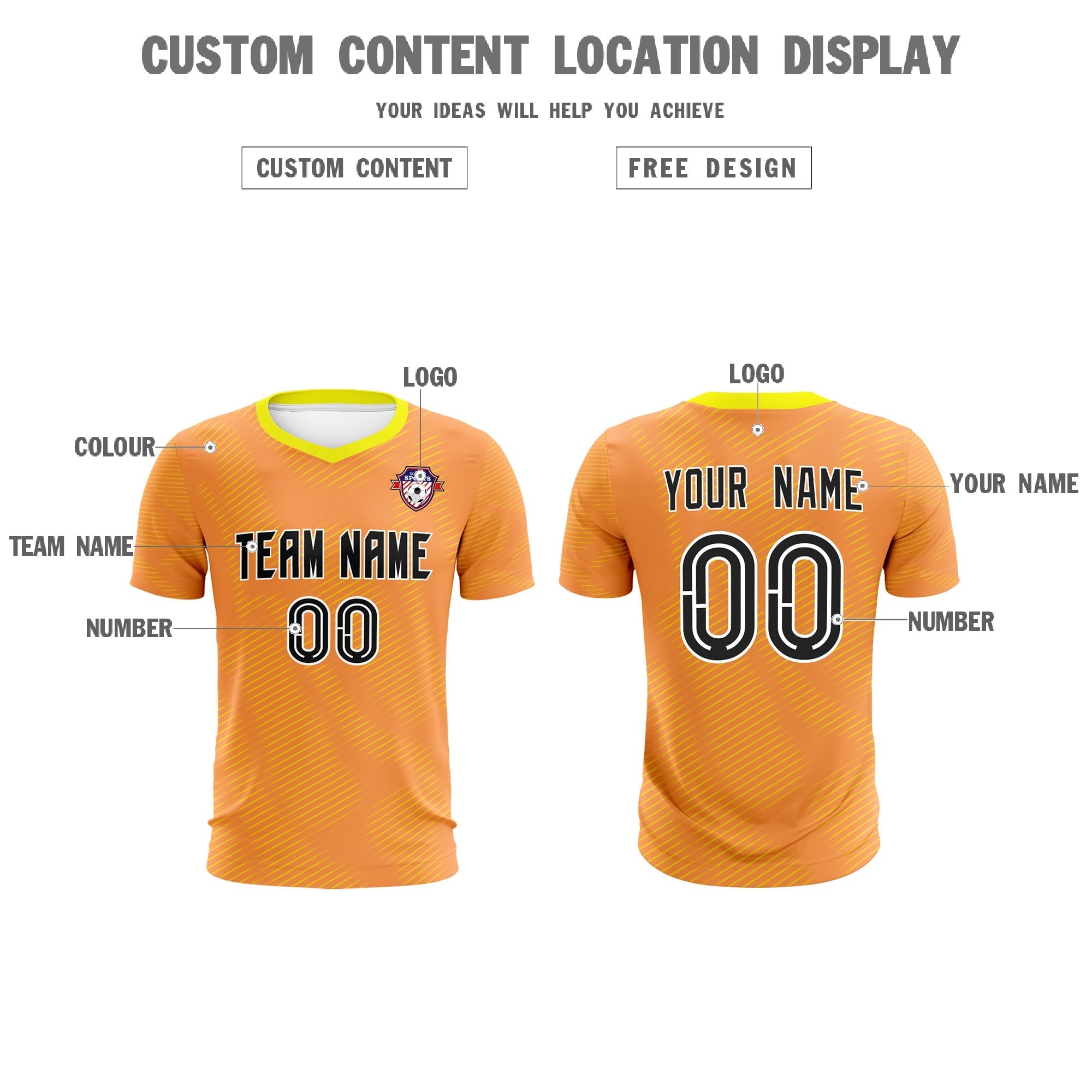 Custom Light Orange Gold Training Uniform For Men Football Sets Jersey