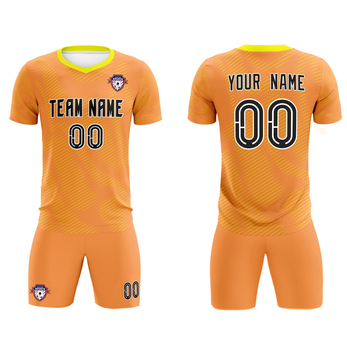 Custom Light Orange Gold Training Uniform For Men Football Sets Jersey