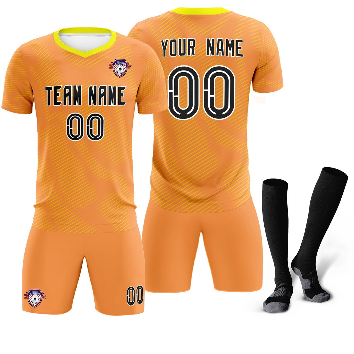 Custom Light Orange Gold Training Uniform For Men Football Sets Jersey