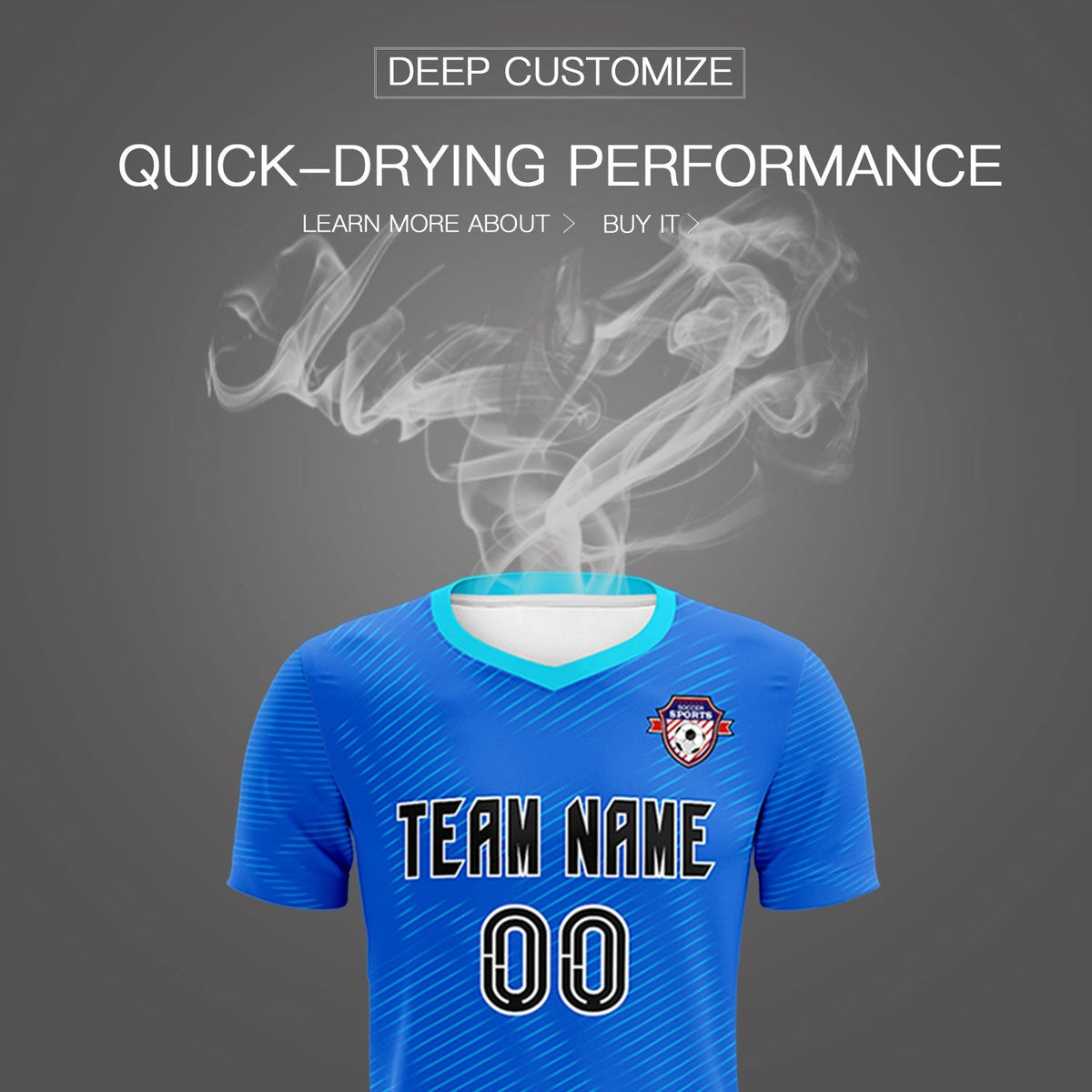 Custom Royal Powder Blue Training Uniform For Men Football Sets Jersey