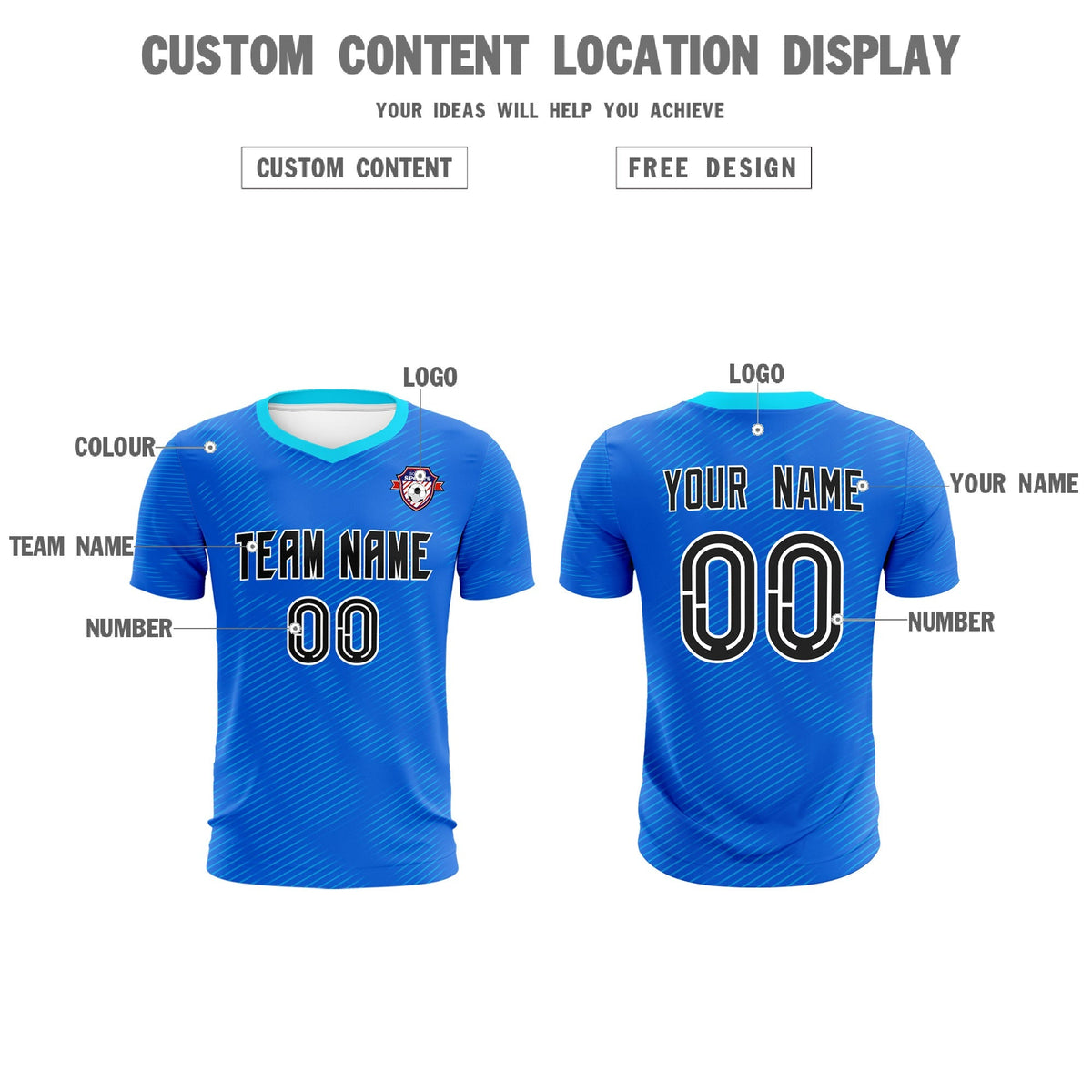 Custom Royal Powder Blue Training Uniform For Men Football Sets Jersey