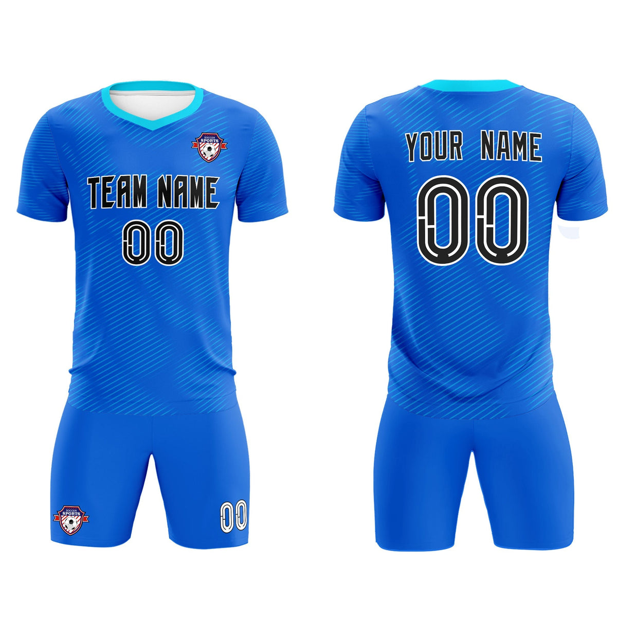 Custom Royal Powder Blue Training Uniform For Men Football Sets Jersey