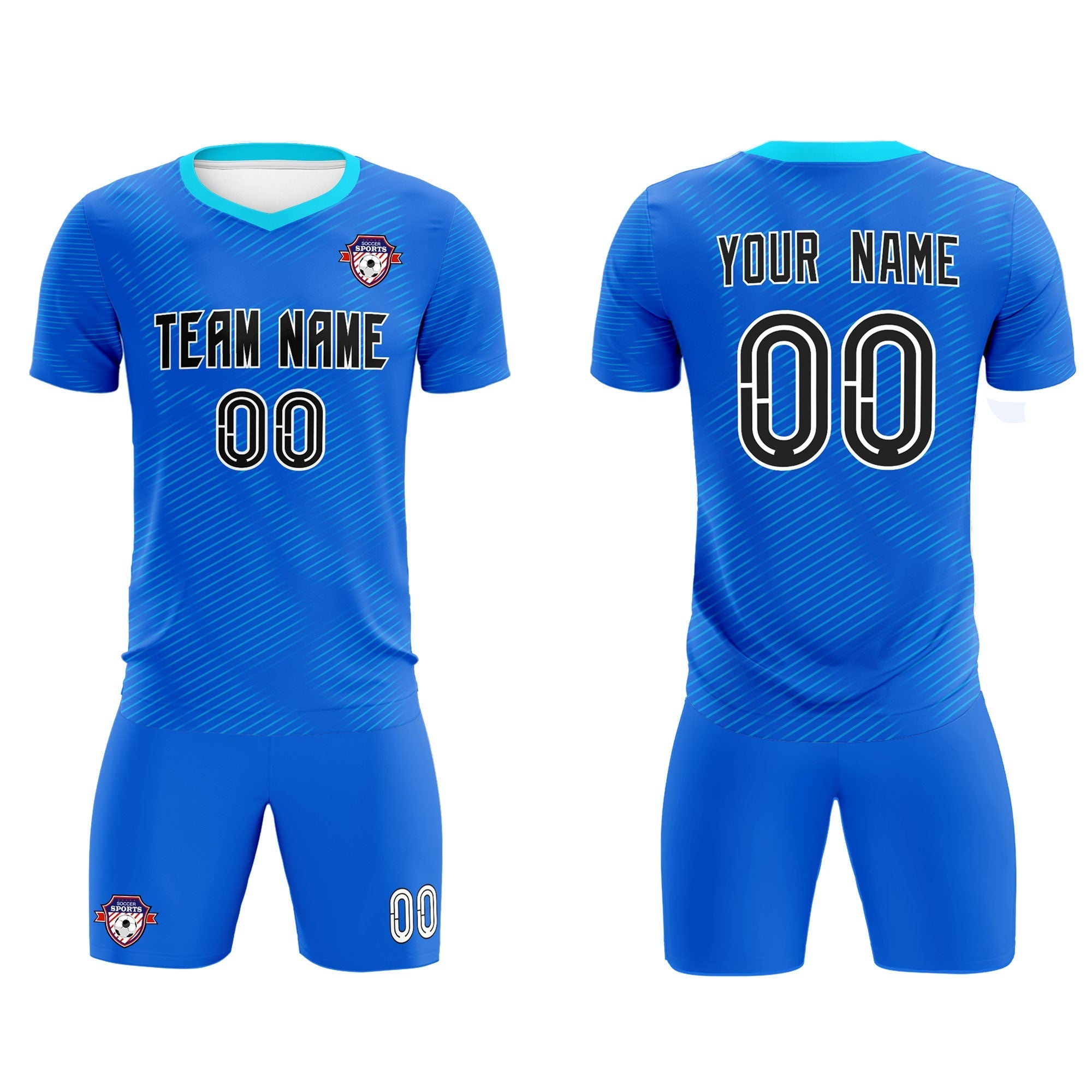 Custom Royal Powder Blue Training Uniform For Men Football Sets Jersey