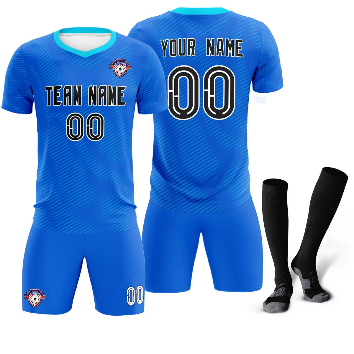 Custom Royal Powder Blue Training Uniform For Men Football Sets Jersey