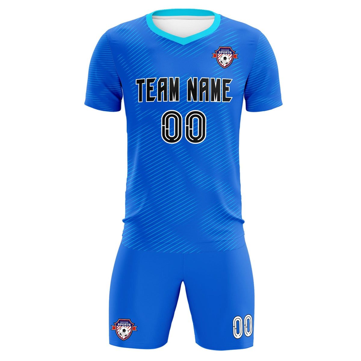 Custom Royal Powder Blue Training Uniform For Men Football Sets Jersey