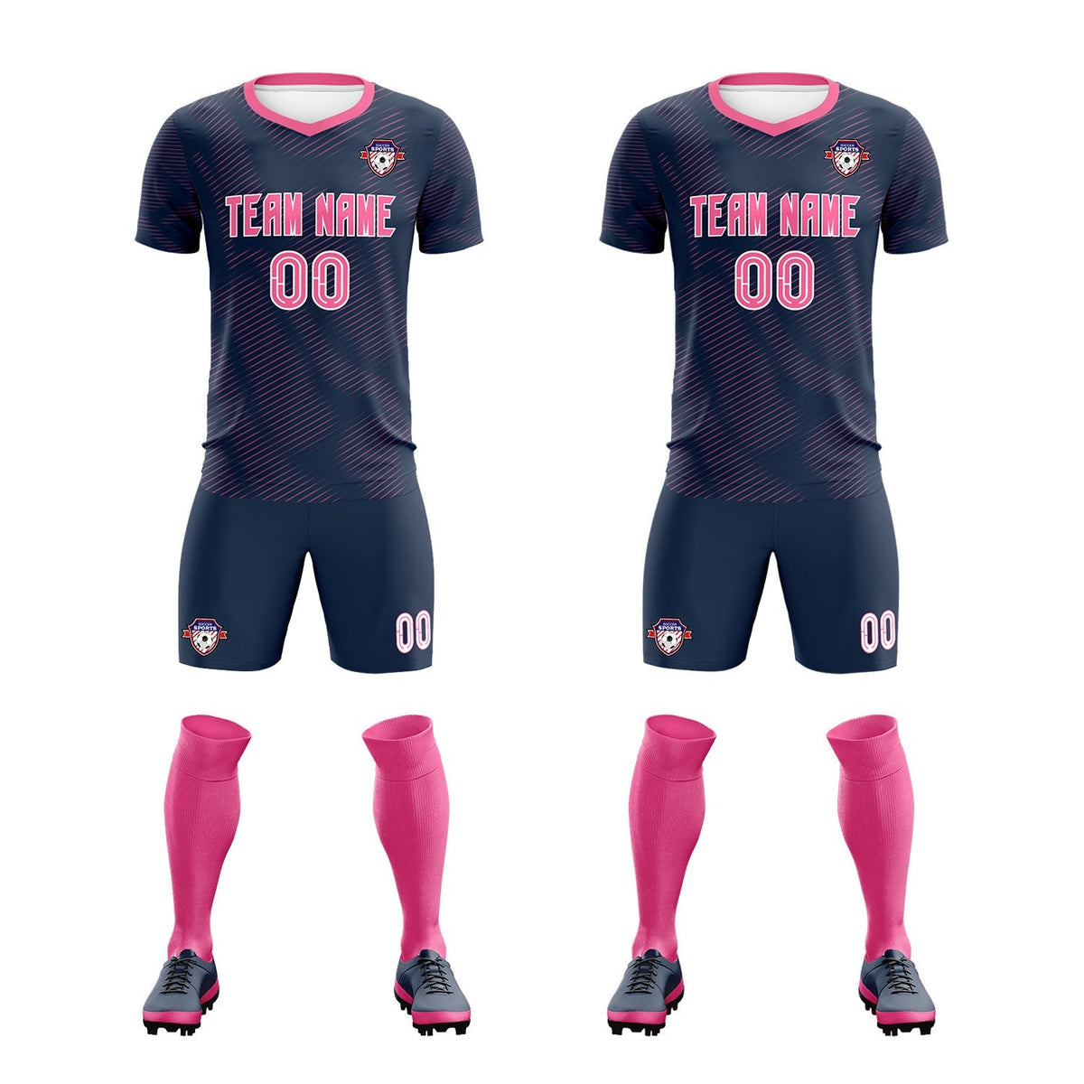 Custom Navy Pink Training Uniform For Men Football Sets Jersey