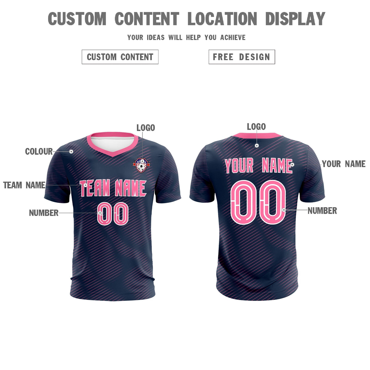 Custom Navy Pink Training Uniform For Men Football Sets Jersey
