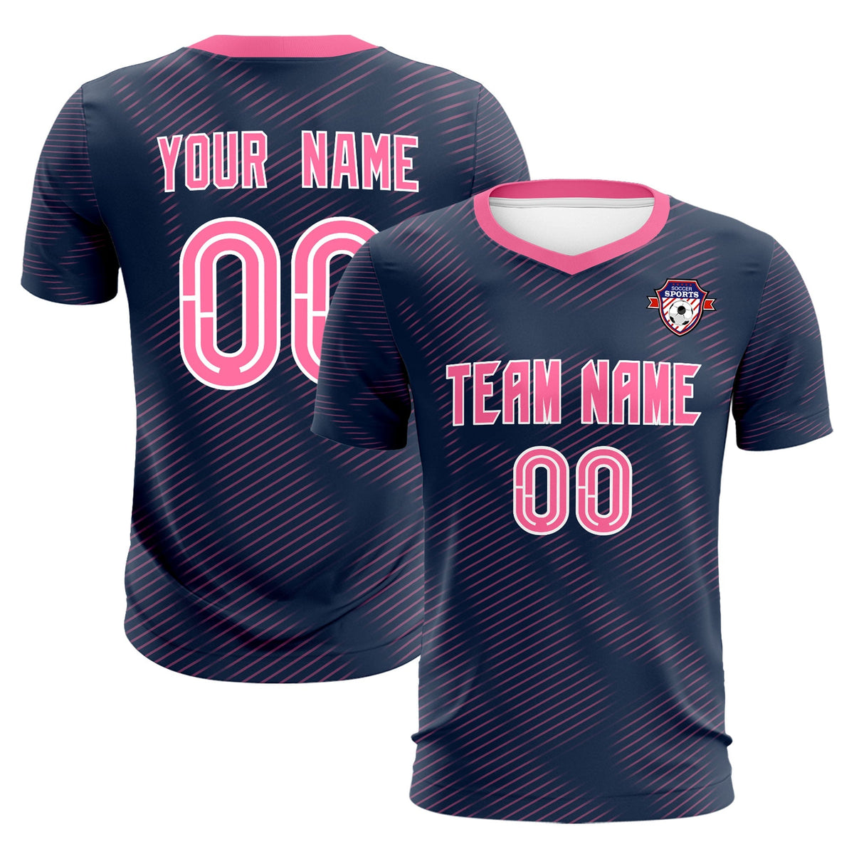 Custom Navy Pink Training Uniform For Men Football Sets Jersey