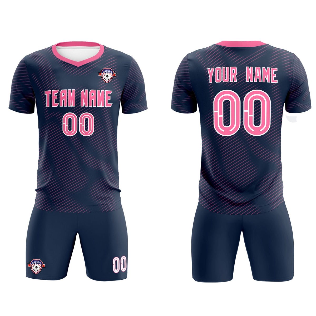 Custom Navy Pink Training Uniform For Men Football Sets Jersey