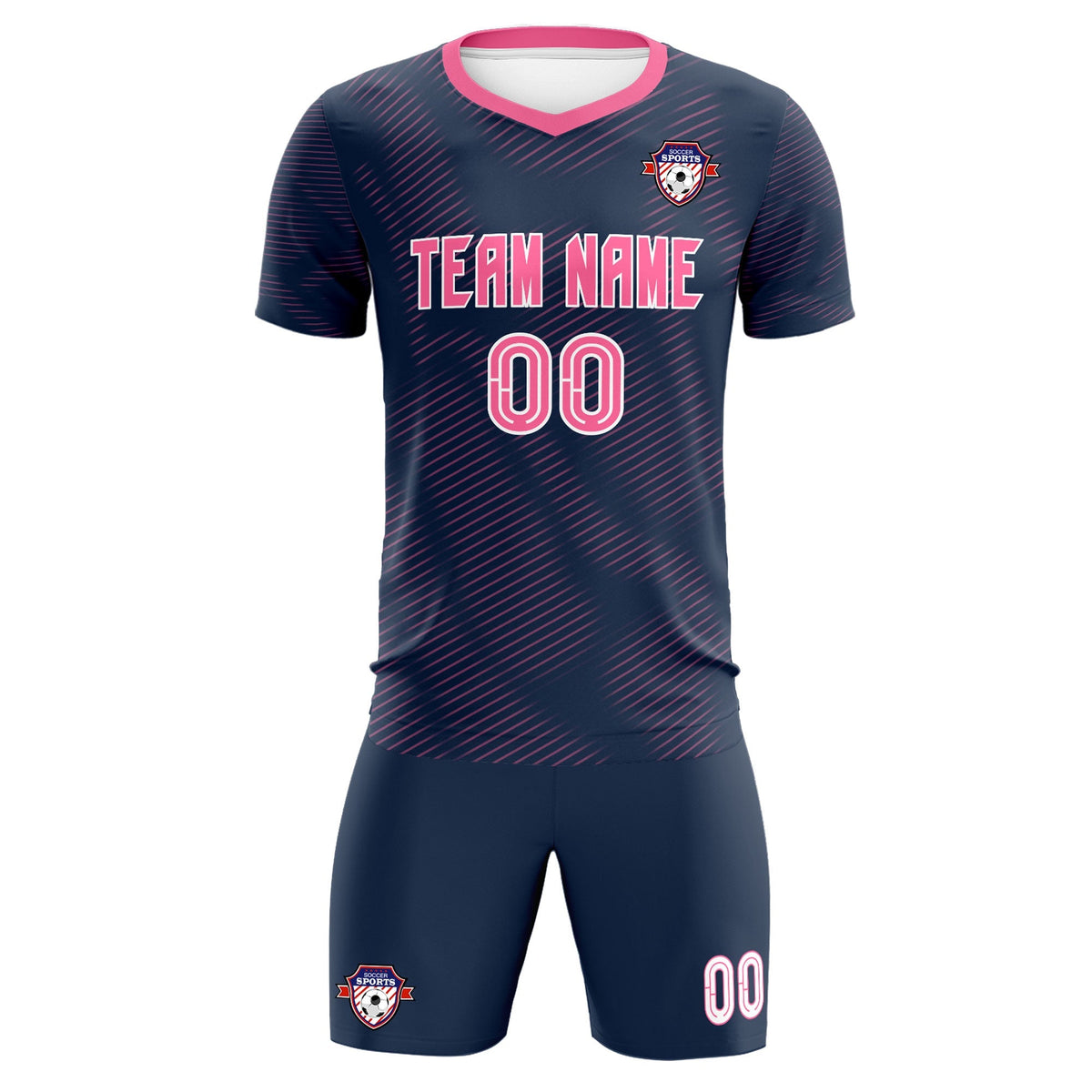 Custom Navy Pink Training Uniform For Men Football Sets Jersey