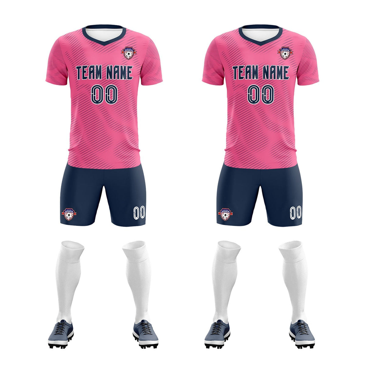Custom Pink Navy Training Uniform For Men Football Sets Jersey